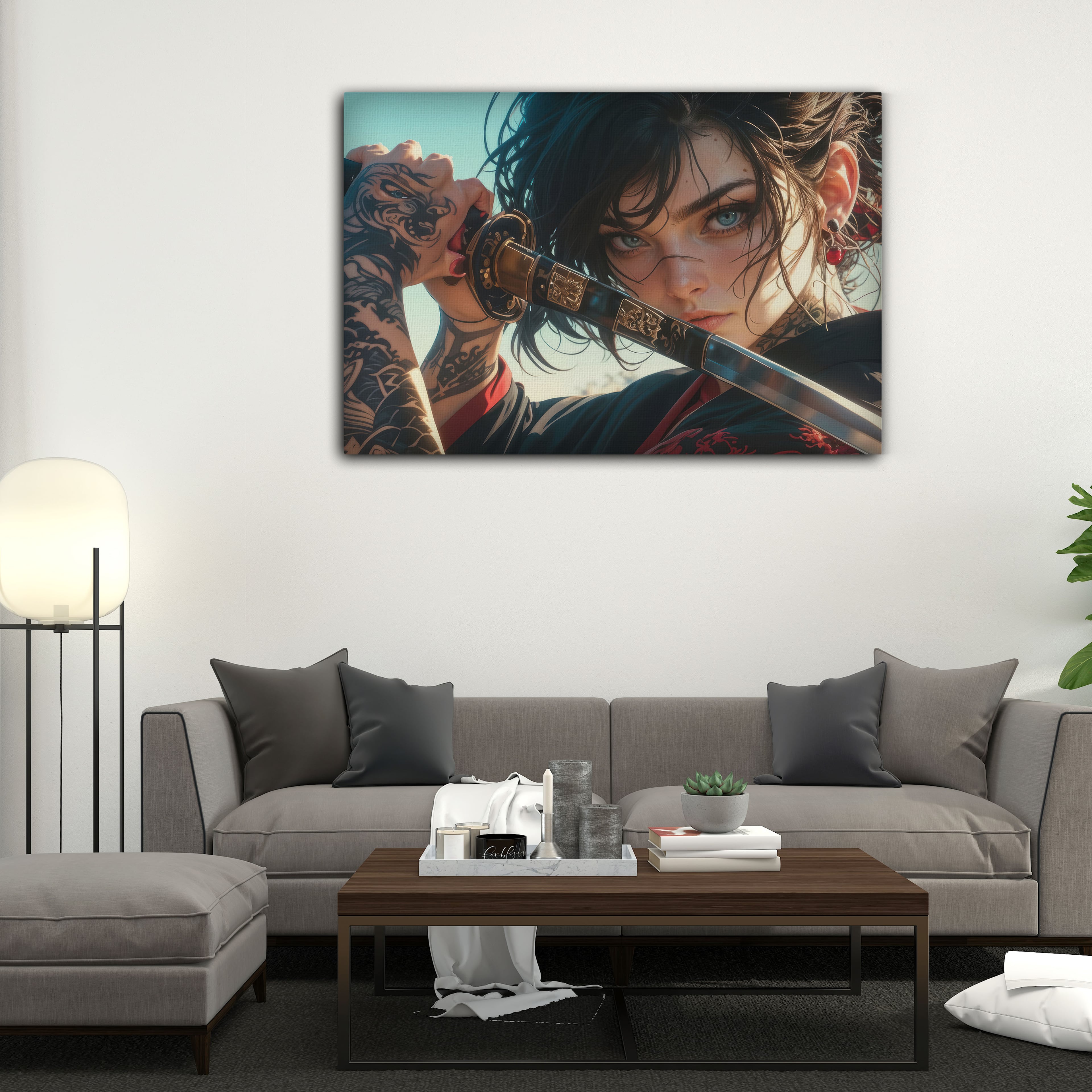 Kimono Katana Anime Kanvas Tablo